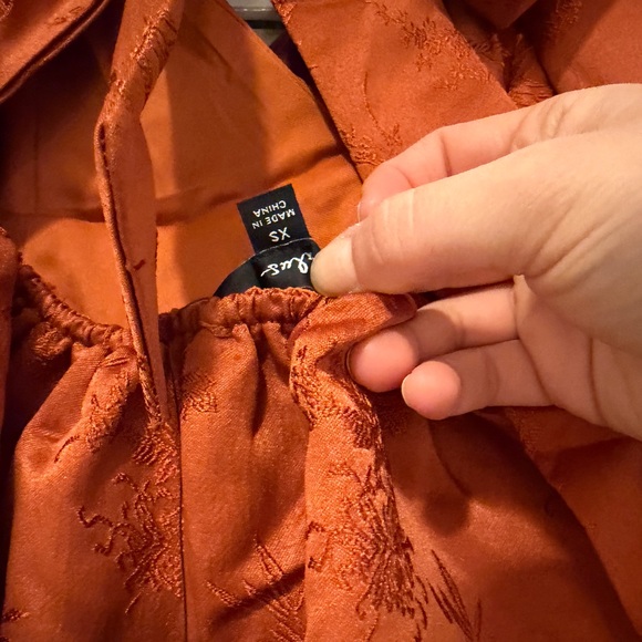 Lulu’s Exceptional Design Rust Orange Pleated Tie-Back Mini Dress - Picture 7 of 8